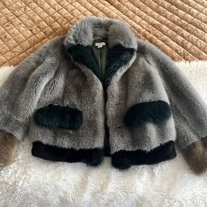 Molliolli Colorblock Faux Fur Coat